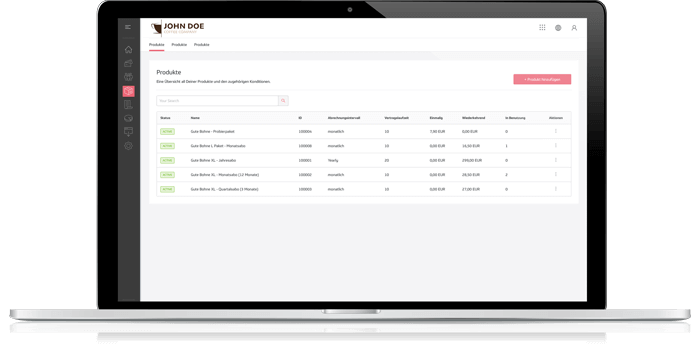 Clear subscription management interface
